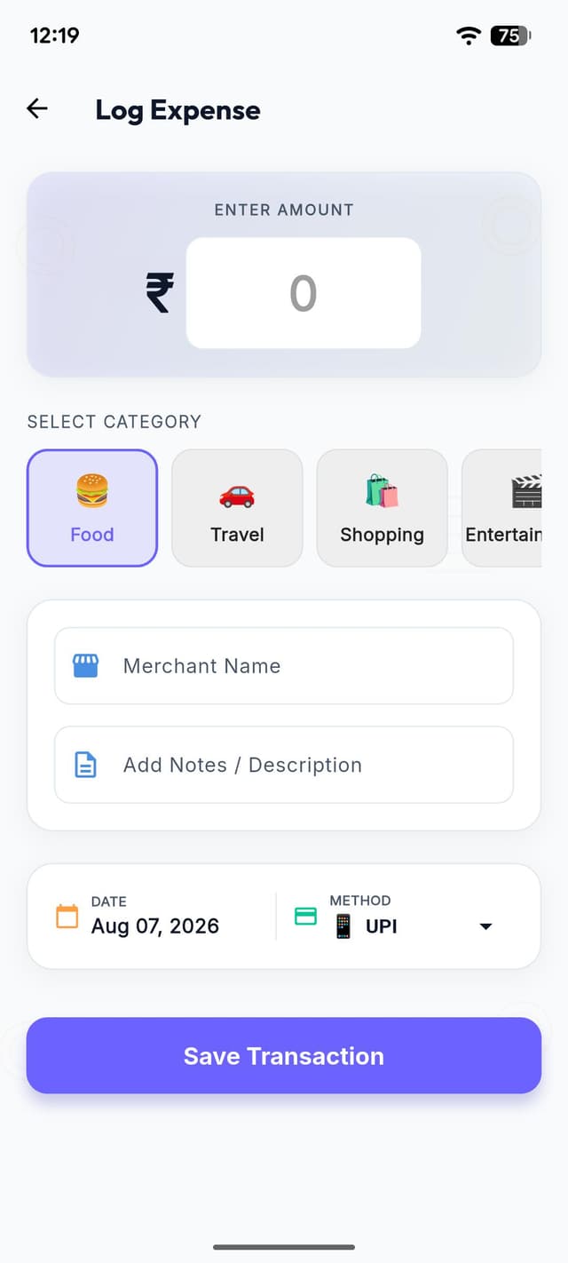ExpenseMate Log Expense