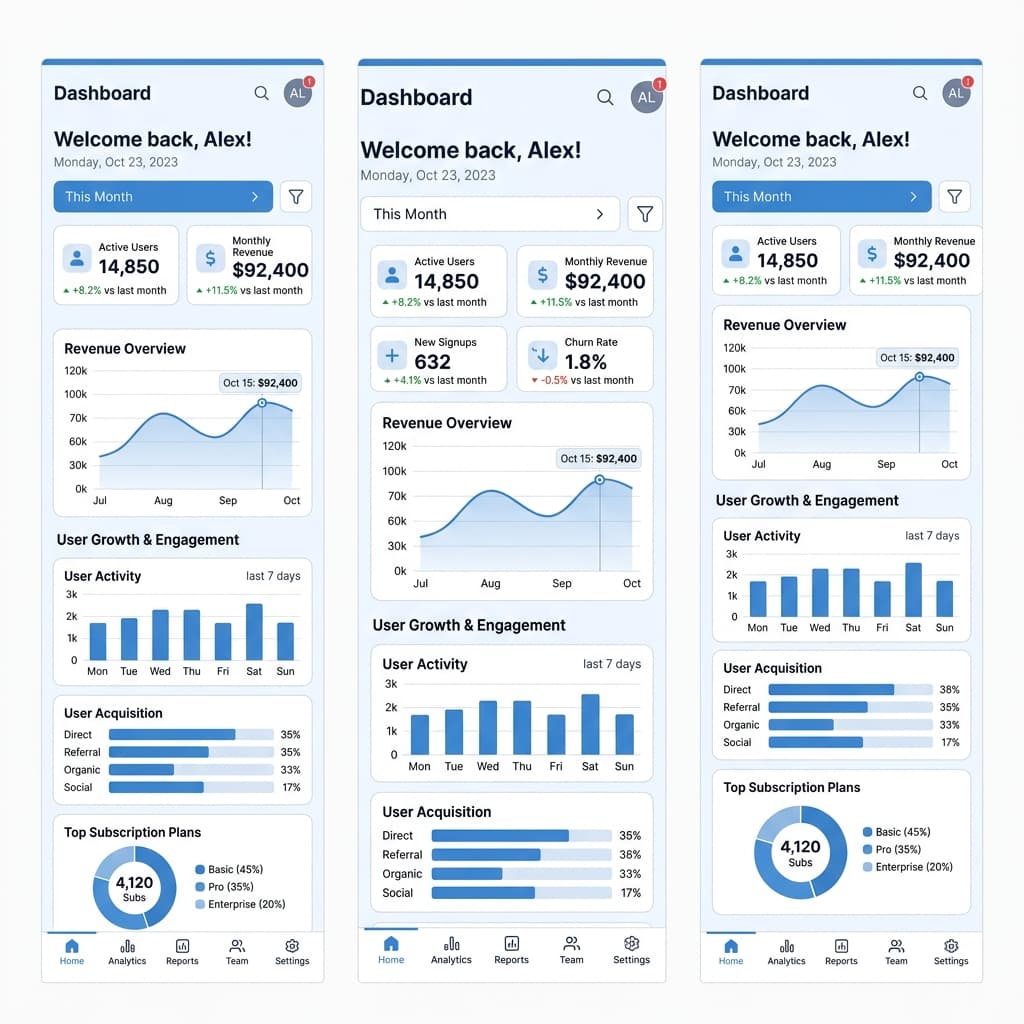 SaaS Analytics Platform mobile view