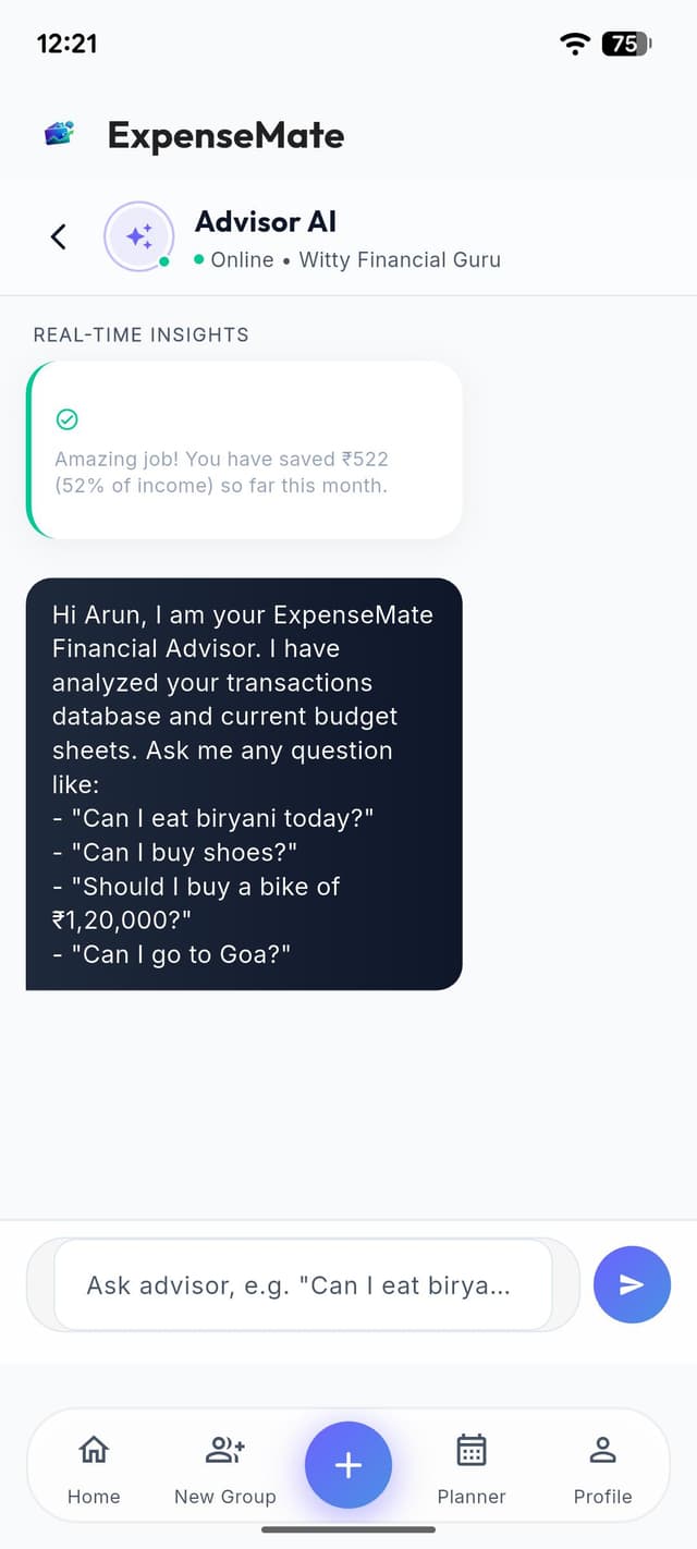 ExpenseMate Advisor AI